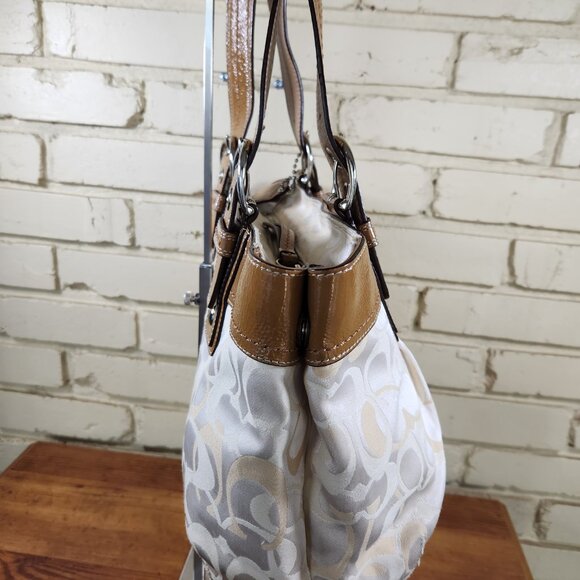 Euc Vintage Coach Signature C's Optic Y2k Pleated Satchel Handbag Purse - Picture 7 of 11